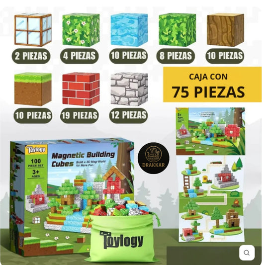 BLOQUES MANGNETICOS MINECRAFT PREMIUM 75 PIEZAS!!
